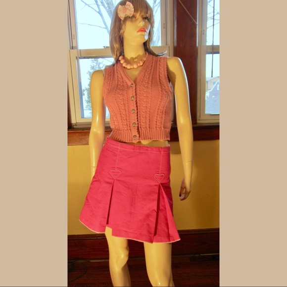 Vintage Austrian Boho Pink Buttondown Sweater Vest Top - Picture 7 of 8